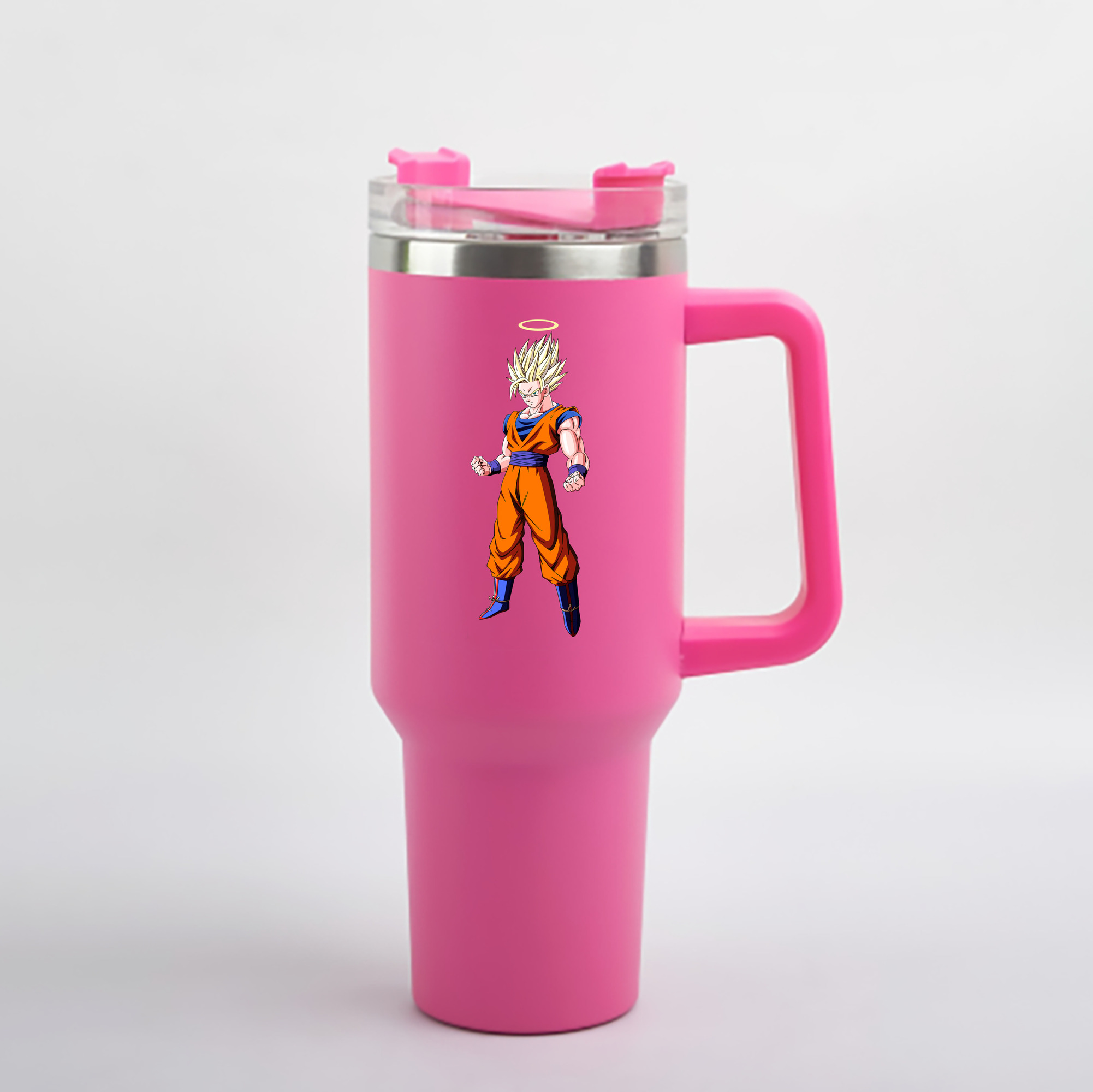 （画像用） ドラゴンボール 孫悟空（そん ごくう）Son Goku カカロット DRAGON BALL Kakarotto 1200mL車用タンブラー - クリスタルステッカー（プラスチックストロー付き）